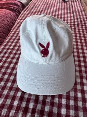 PLAYBOY White Cap with Burgundy Bunny Logo